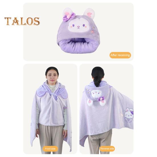 Ворсовый платок, одеяло с капюшоном, ветрозащитное, носимое одеяло, U-образная подушка для хранения, складная, переносная, с капюшоном