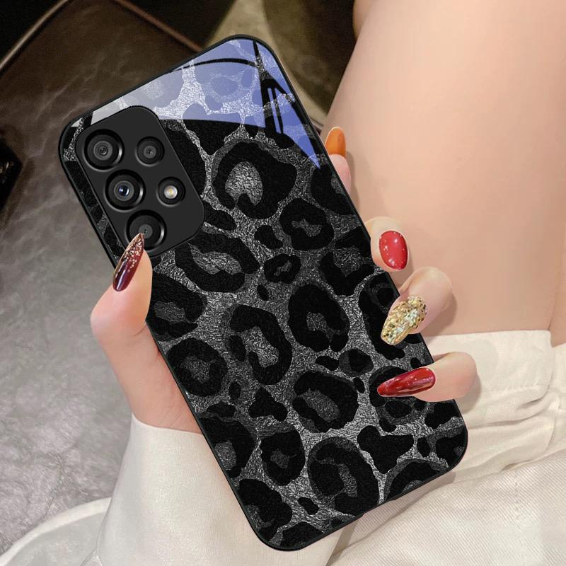 Серый Леопардовый Твил Для Samsung Galaxy S10 4G S20 11E 30 S21 22 S24 Fe Pro S23 S25 Ultra 5G S9 Закаленное Стекло Чехол для Телефона