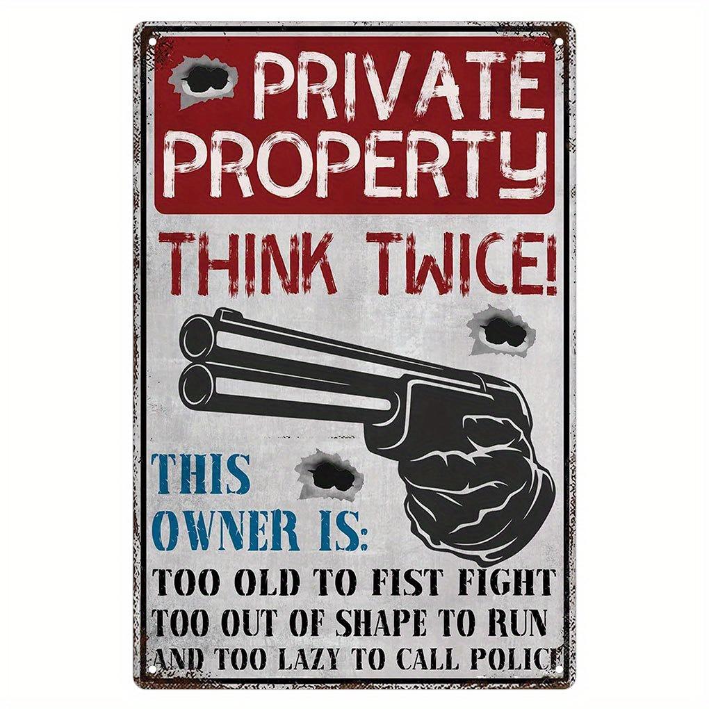 D Vintage Warning Private Property Metal Sign x Inch Retro Trespassing Deterrent with Chinese English Text for Hom