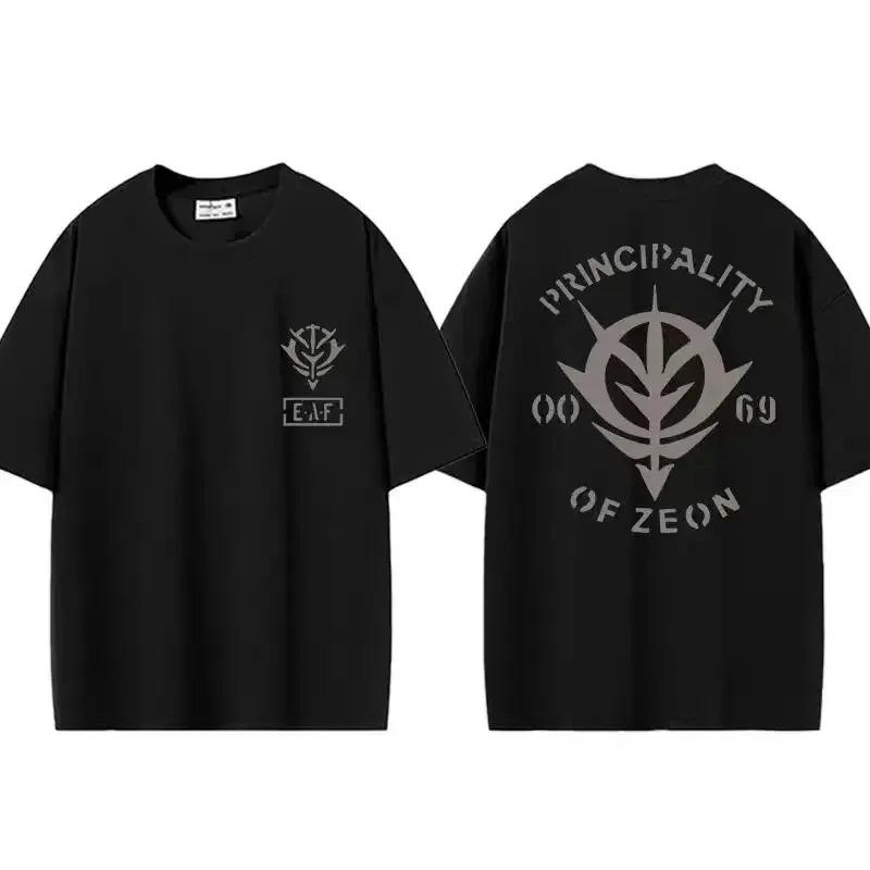 Японское Аниме Gundam Футболка Char Aznable Zaku Империя Zeon Мужская Женская Хлопковая Футболка с Коротким Рукавом Дышащая Удобная