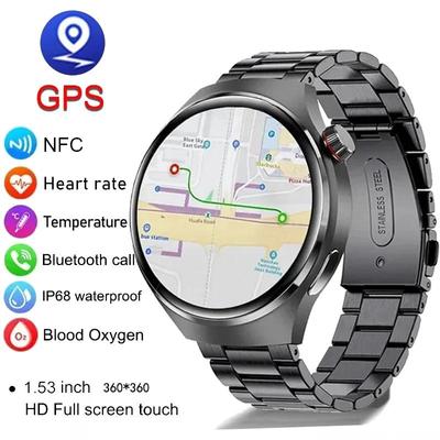 2024 Новые 4 Pro Смарт-часы для мужчин IP68 NFC GPS-трекер AMOLED 360*360 HD экран Heart Rate Bluetooth Call SmartWatch