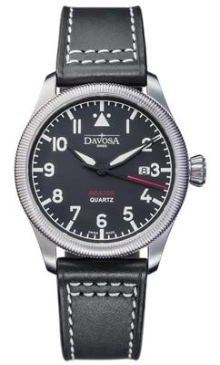 Davosa Aviator Date Swiss Black Watch, Сделано, 162.498.55, Мужские,