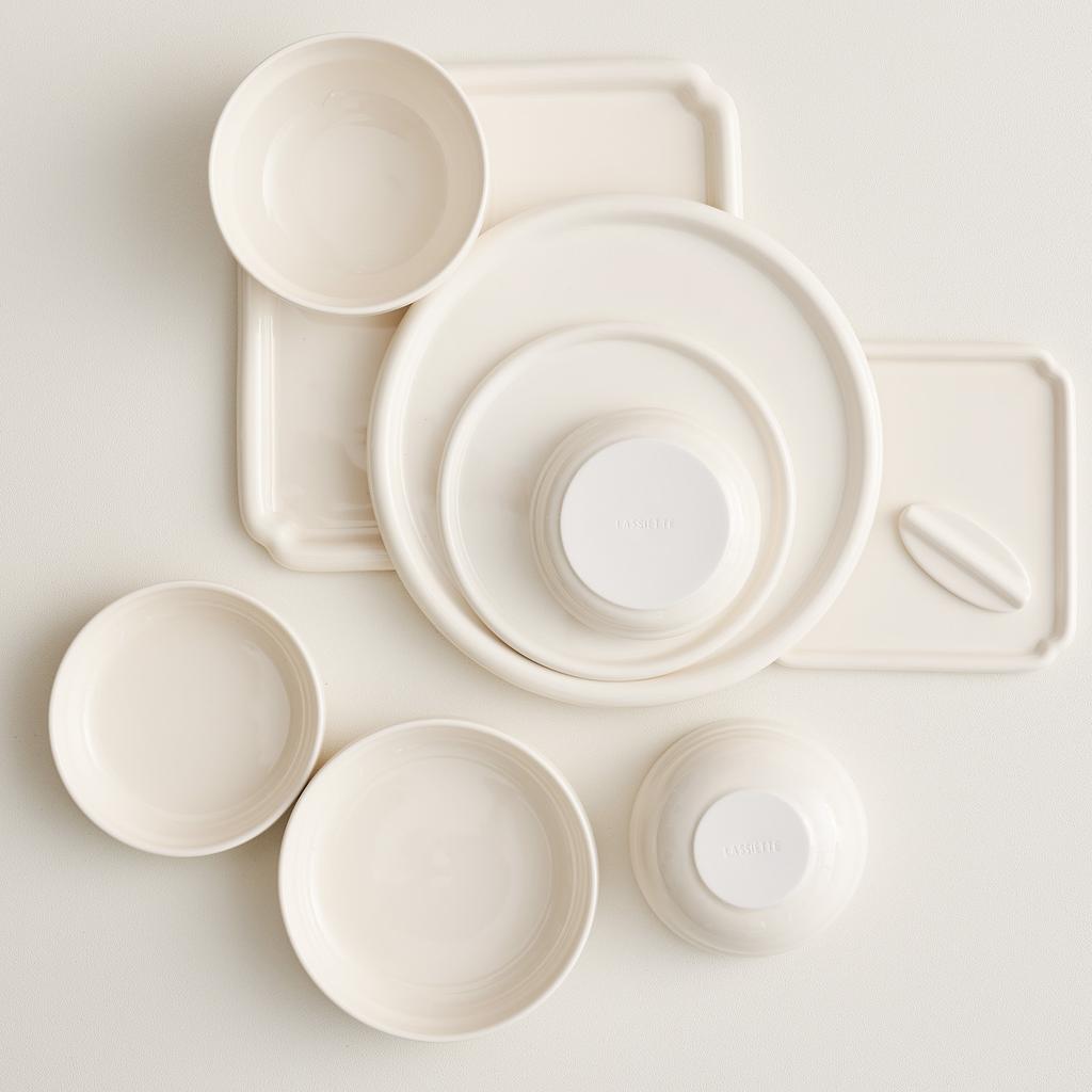 LASSIETTE NUBE Ceramic Large Low Bowl Dishwasher Safe Yellow, White