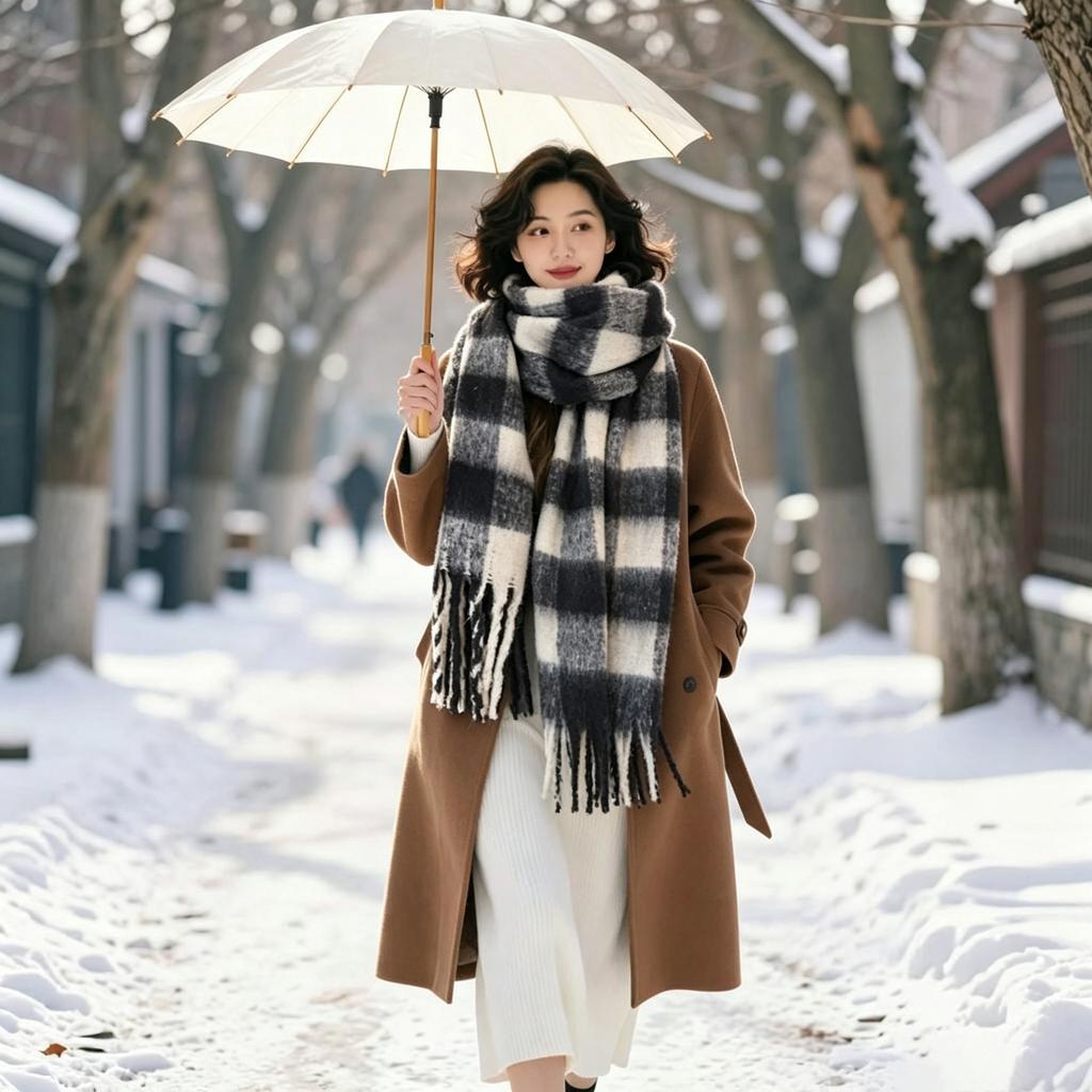 Harbin Tourism Blue Scarf Women's Autumn and Winter Atmosphere Advanced Warm Equipment Northeast Wear Scarf