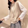 Knitted Vest Women Spring and Autumn Outerwear 2023 Loose Fitting Outerwear Versatile V-neck Camisole Cardigan Sweater Female