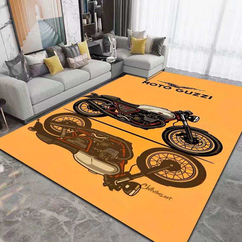 2026 New Retro Motorcycle G-Guzzi Printed Carpet Living Room Bedroom Decoration Tea Table Table Non slip Entrance Carpet Gift