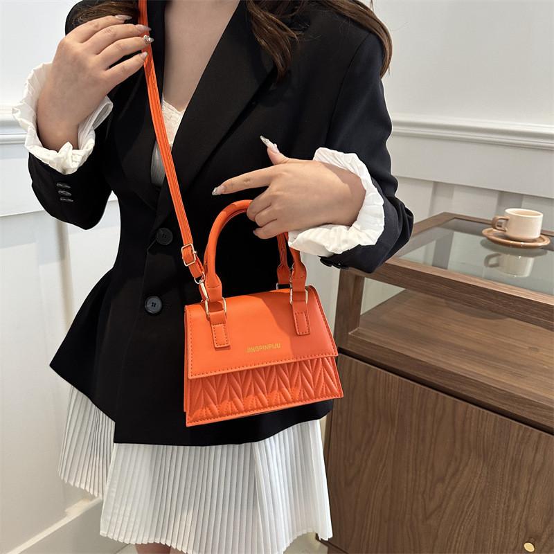 Stylish 2024 Spring Korean Vintage Casual Handbag In Black Khaki Orange Green And Pink Colors