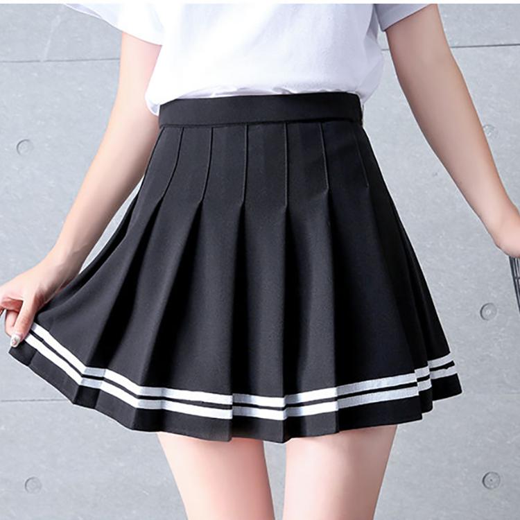 Детская плиссированная юбка, короткая юбка с высокой талией, корейская юбка средней длины, весенне-летняя студенческая антилегкая однотонная короткая юбка