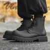 Martin boots men's new big head versatile fashion trend thick sole heightening tooling boots matte black boots 8231-J