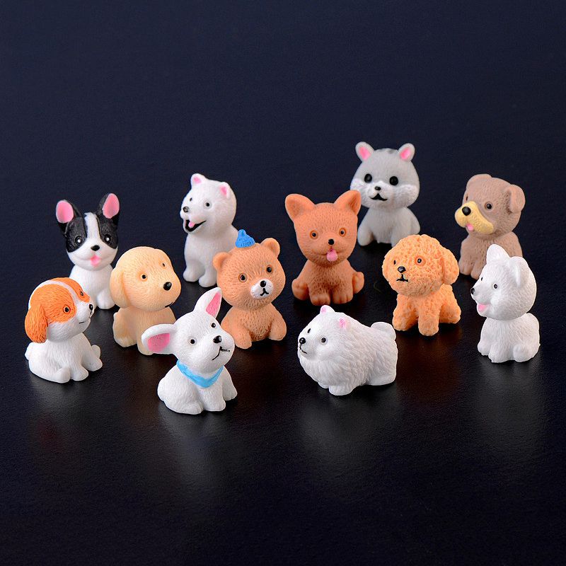 Cute Mini Resin Dog Dolls 12 Style Handicraft Ornaments Ideal For Micro Landscape Decor