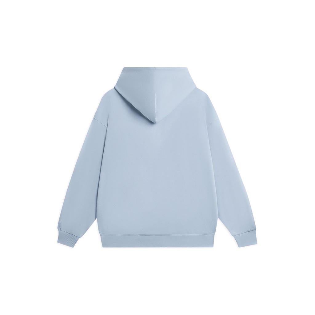 Li Ning Sports Fashion Series Solid Color Loose Fit Hooded Pullover Long Sleeve Sweatshirt Unisex Sweatshirt Mist-Blue AWDR498-12