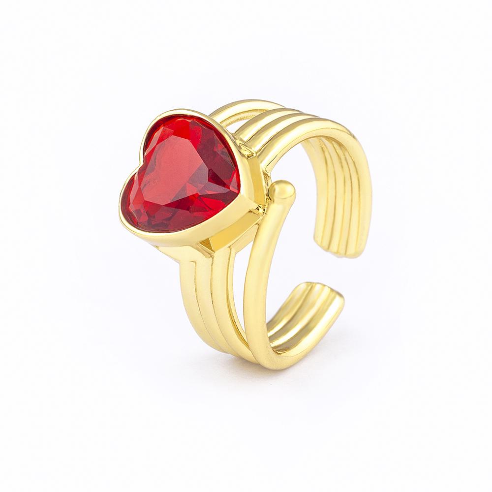 Nidin Romantic Heart Shape Open Rings for Women Zircon Crystal Jewelry Adjustable Fashion Wedding Party Accessories Gifts