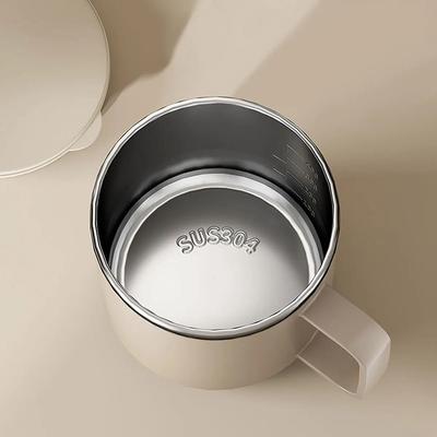 Двустенная термокружка для кофе, портативная, из нержавеющей стали 304, герметичная, с ручкой и крышкой