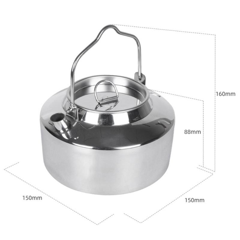 Portable Outdoor Camping Tea-Kettle 1200ml Compact-Lightweight Coffee Pot Hiking-Trekking Water Bottle Stainless Steel