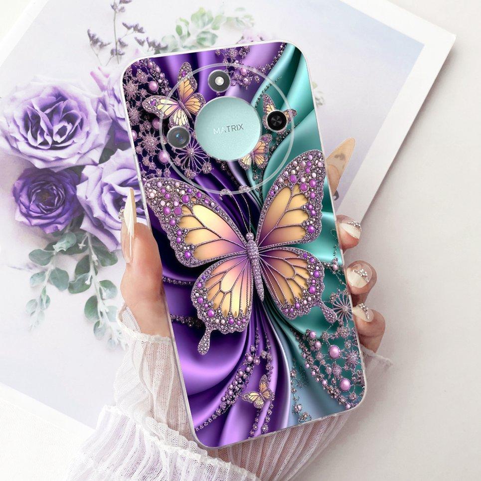 Luxury Flower Butterfly Bow Pattern Casing For Honor X9C Smart Back Cover Clear Soft Silicone Phone Case For Honor X60 5G