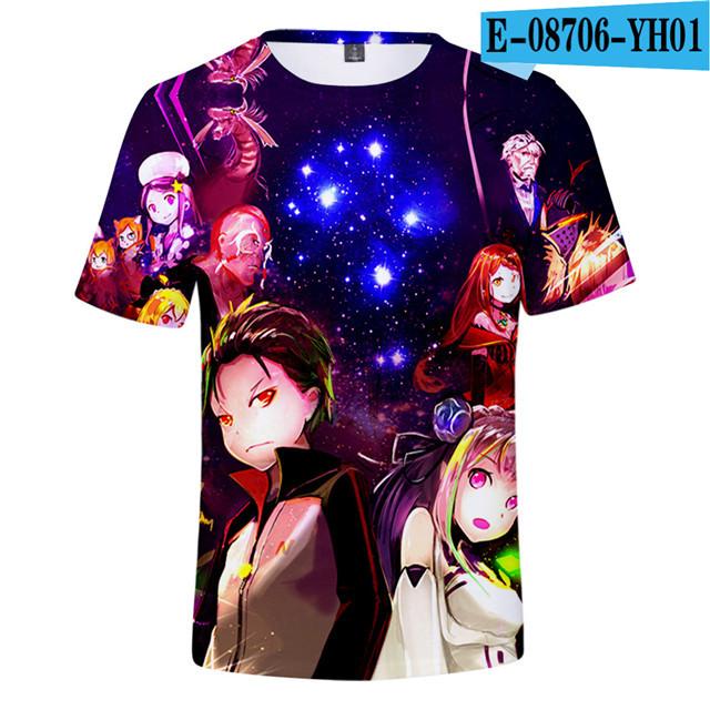 Футболка Re Zero с 3d принтом и коротким рукавом для лета, для мужчин и женщин, одежда с героями мультфильмов, рубашка с японским аниме Rem and Ram, футболки