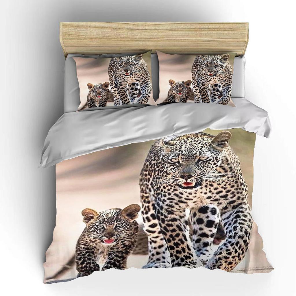 Новый 2023 Леопардовый Постельный Комплект 3D Принт Животное Пододеяльник Черный Белый Роскошный Домашний Текстиль Размер Квин Кинг Для Взрослых Детей