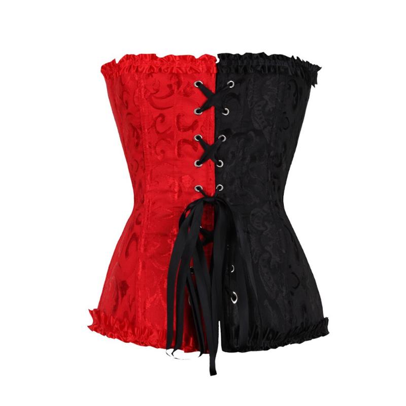 Black Red Over Bust Corset  Lingerie  Kink Fetish Corsets