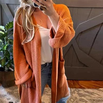 Повседневный минималистичный кардиган, вязаная верхняя одежда для женщин