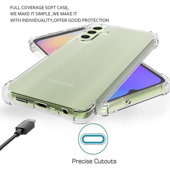 Case for Samsung Galaxy A05s - Shockproof Transparent Silicone Protection + 2 Tempered Glasses (not for Galaxy A05)
