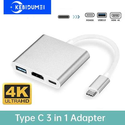 Концентратор 3 в 1 Type-C, разветвитель, совместимый с USB C к HDMI, 4K HDMI USB 3.0 PD, адаптер для быстрой зарядки, док-станция типа C для ПК, ноутбука