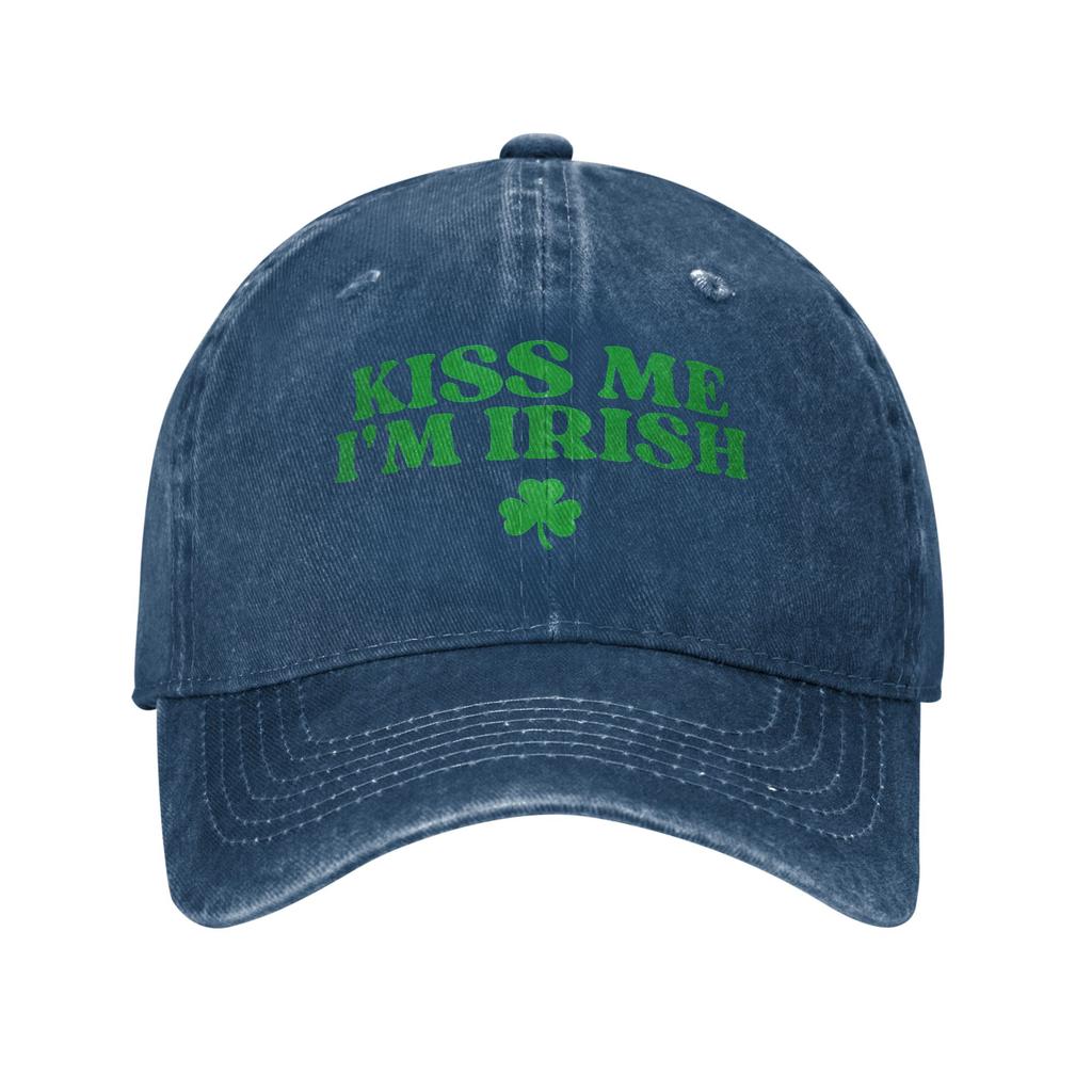 Summer Kiss Me Im Irish St Patricks Day Baseball Cap Sun Sunscreen Design Washed Trucker Hat Unisex Unisex Hippie Baseball Caps