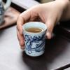 Антикварная сине-белая керамическая чашка мастера для церемонии Гунфу