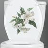 White Lily Leaves Toilet Sticker Removable Self-adhesive Waterproof PVC Living Room Wall Art Floral Bathroom Toilet
