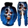 Personality Gothic Skull 3D Print Hoodie Pants Set Men/Women Funny Halloween Streetwear Clothing Suit Hip Hop 2 Pieces Tracksuit