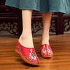 Casual High Heel Embroidered Slippers Woman Chinese Style Theatrical Face Oxford Flat Women's Shoes Home Slippers Wedge Shoes