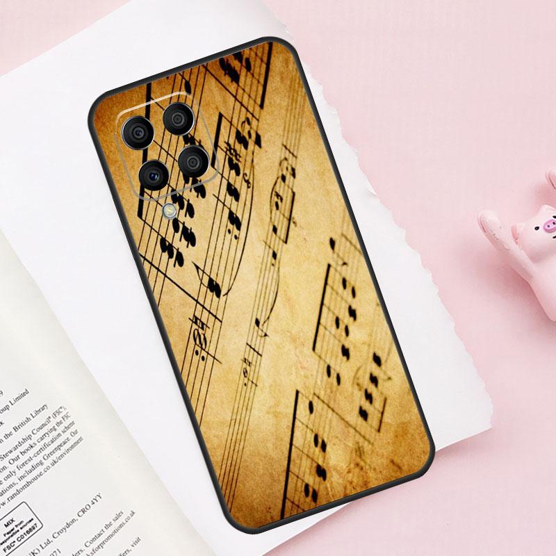 Клавиши пианино Винтажные ноты Для Samsung Galaxy M13 M23 M33 M53 M30s M31s M32 M52 M12 M55 M15 M20 M21 M51 M34 M54 Чехол
