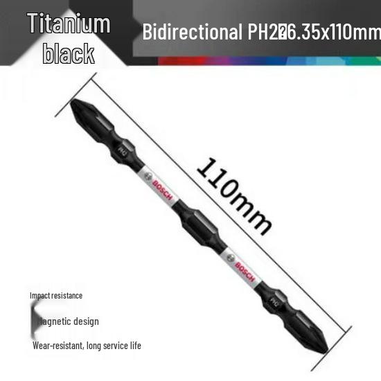 Магнитный двухсторонний крестовой бит Bosch PH2 с удлиненной длиной для электрических и пневматических шуруповертов.