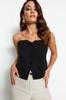 Women's Fashion Black Slim Fit Strapless Woven Vest