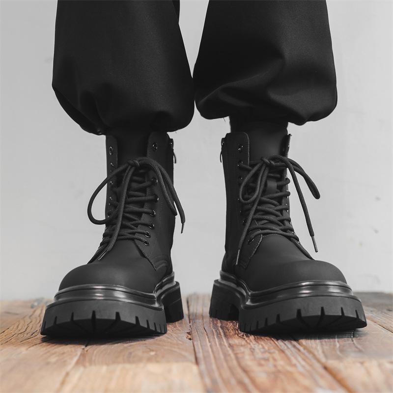 Ботинки Мартин мужские 2024 новые ботильоны на платформе в британском стиле, увеличивающие рост, высокие, кожаные деловые ботинки, рабочие ботинки 2868-J