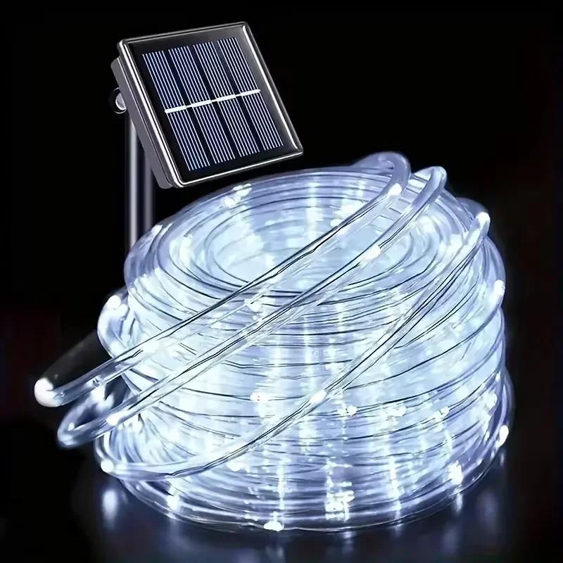 7M/12M Outdoor Solar Tube Rope LED String Light Garden Waterproof Fairy Lights For Christmas Decoration Wedding Party Led Lamp