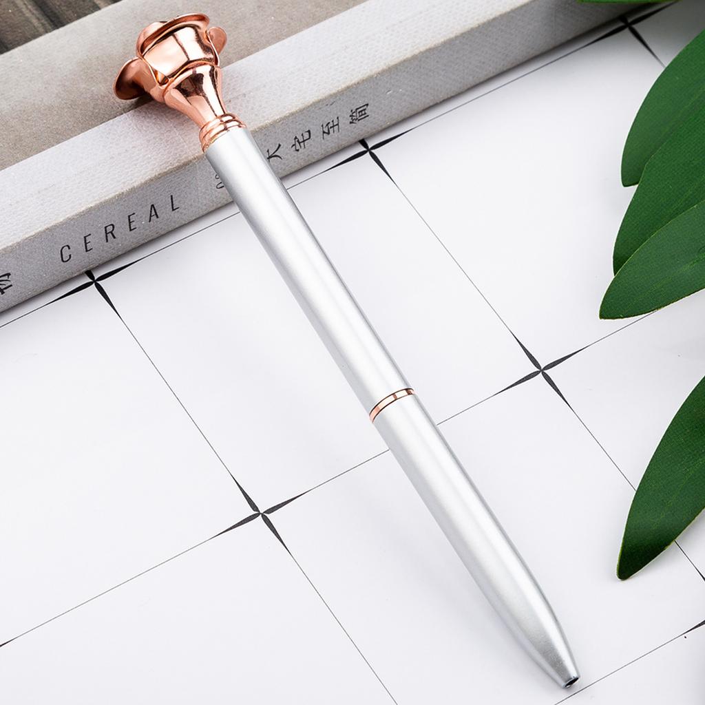 1 шт., красивая металлическая шариковая ручка с цветком розы, интересная шариковая ручка, школьные канцелярские принадлежности, школьные канцелярские принадлежности