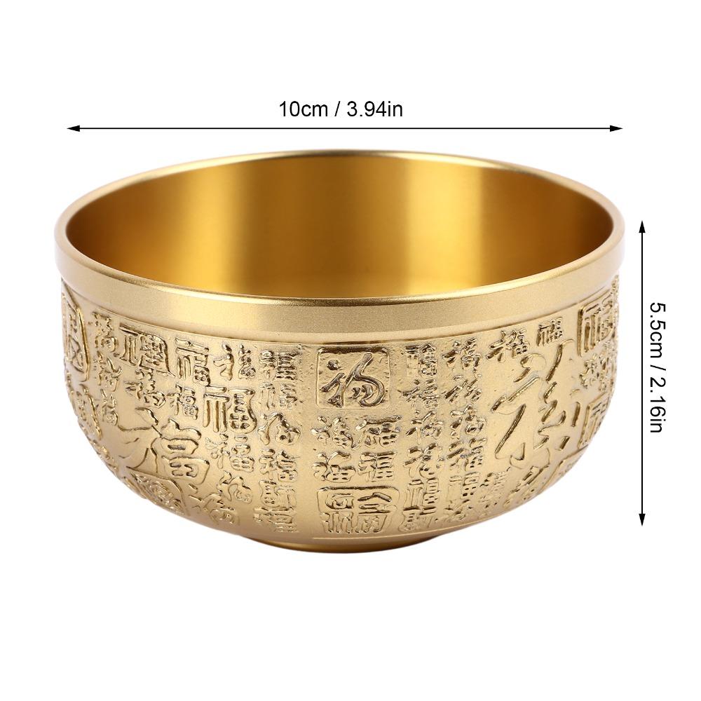 Hundred Blessings Chinese Fortune Bowl 10cm Brass Treasure Bowl Gift For Wealth