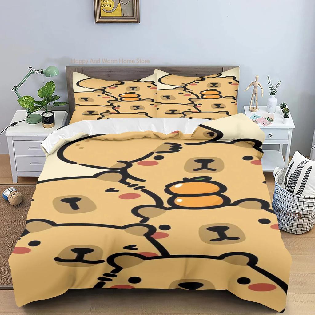 Capybaras Duvet Cover Anime Bedding Pillowcase Printed General Boys And Adult Collection Queen Size Reactive Printing Quilt