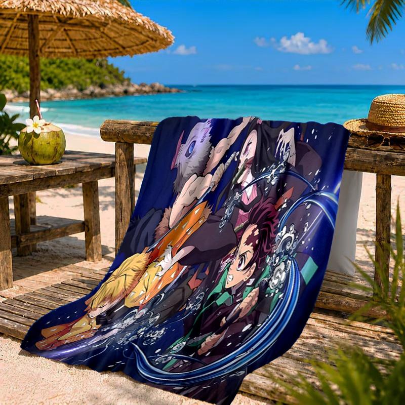 Anime Slayer Characters Beach Towel Microfiber Beach Towel, Lightweight and Quick-Dry, for Summer Travel, Swimming Pool Fan Birthday Gift