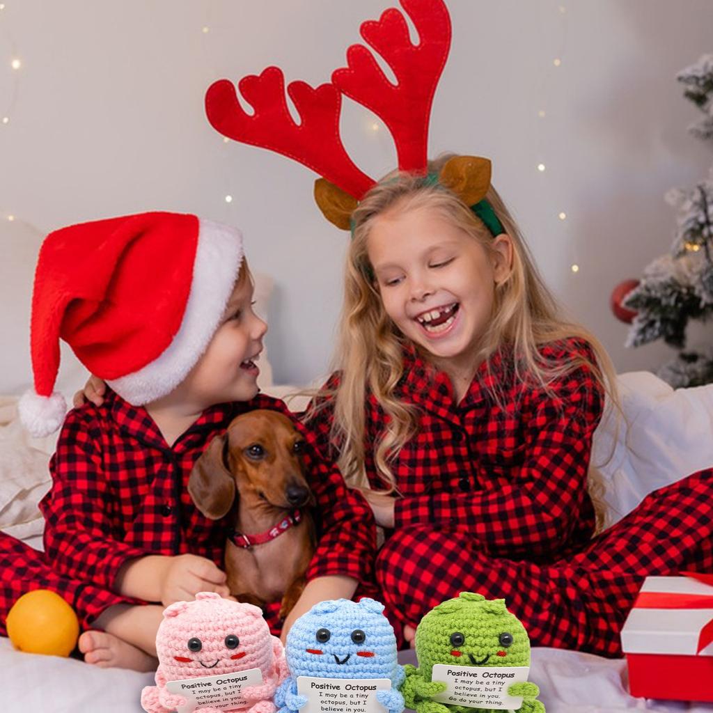 Забавные позитивные подарки, маленькие вязаные крючком животные, милые вещи, вдохновляющие подарки, эмоциональная мотивация, декор для поддержки