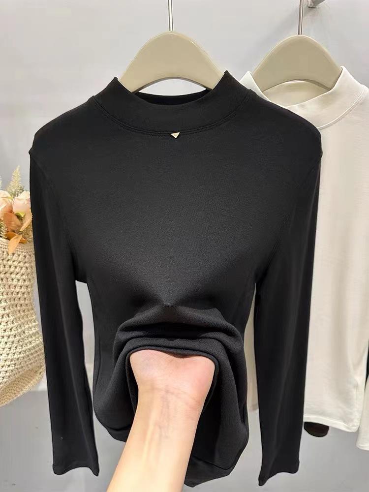 Легкая модная бархатная утолщенная однотонная универсальная рубашка с длинными рукавами для женщин, осенняя новая футболка в иностранном стиле, размер маленький