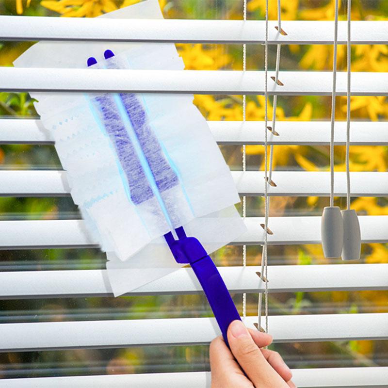 Одноразовая электростатическая пылевая тряпка с синей пушистой щеткой, совместимая с перьевой тряпкой, инструмент для уборки домашнего стола