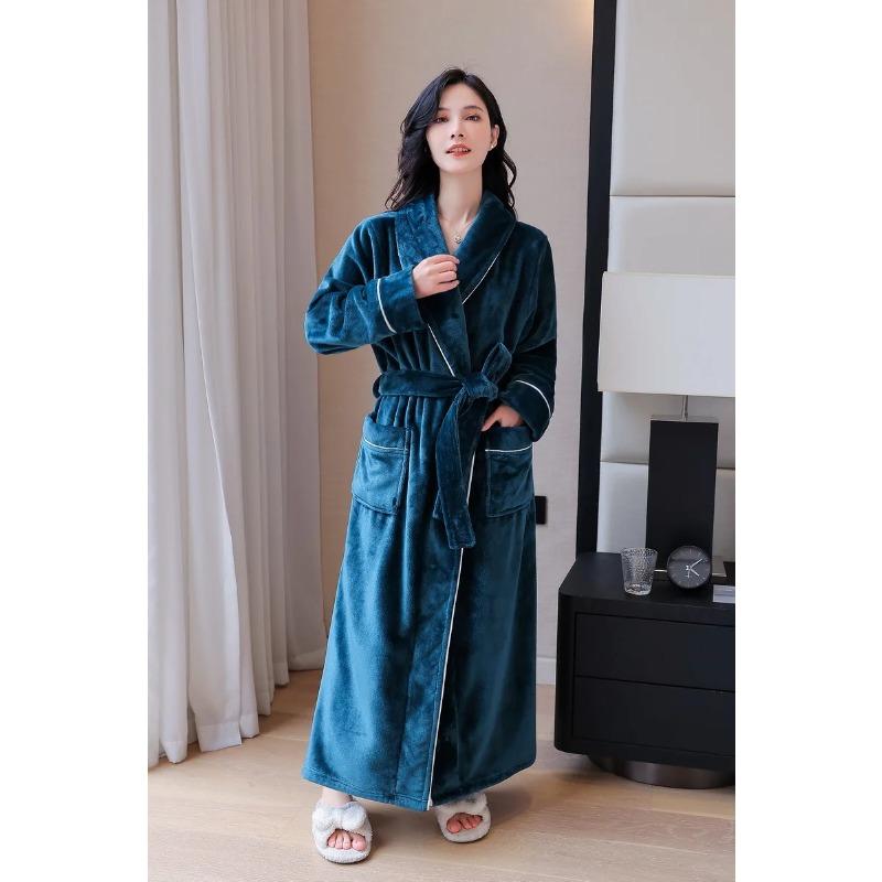 Мужские и женские зимние теплые халаты, пушистый флисовый халат, длинная пижама, домашний халат, пушистый халат для отеля и спа
