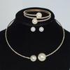 Gold-Plated Silver Women's Necklace & Bracelet Set with Pearls and Rhinestones