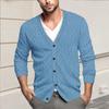 Мужская повседневная однобортная модная куртка-кардиган с длинными рукавами на пуговицах