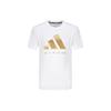 Adidas Logo Print Casual Crew Neck T-Shirt Unisex Tops White Gold ADICLTS24TKP-WG
