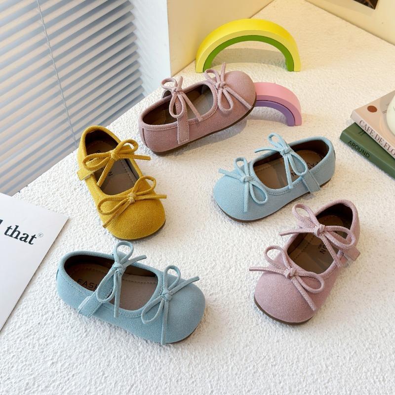 Детские мокасины с двойными бантами, туфли принцессы для девочек, однотонные конфетные цвета, с круглым носком, 2025 новинка, детская танцевальная обувь, обувь для выступлений, мягкая подошва