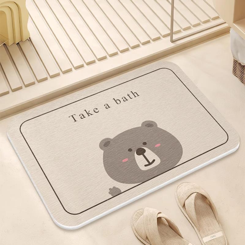 Cartoon hard diatom mud floor mat bathroom suction board non-slip quick-drying mat toilet door toilet floor mat foot mat