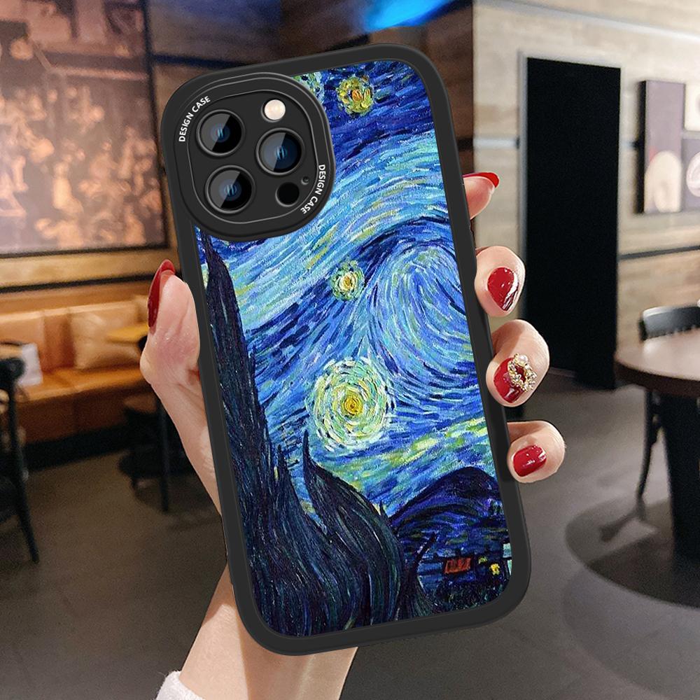 Тонкий креативный кожаный чехол с рисунком маслом на задней панели из искусственной кожи, чехол для телефона для Huawei Honor Infinix iPhone Vivo