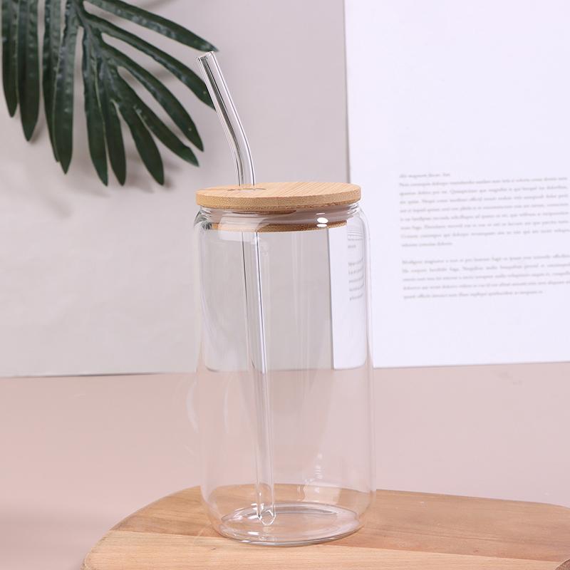 16 унций стеклянная чашка с крышкой и прозрачной трубочкой чашка для чая с пузырьками стеклянная пивная банка молочные чашки мокко набор кружка для завтрака посуда для питья